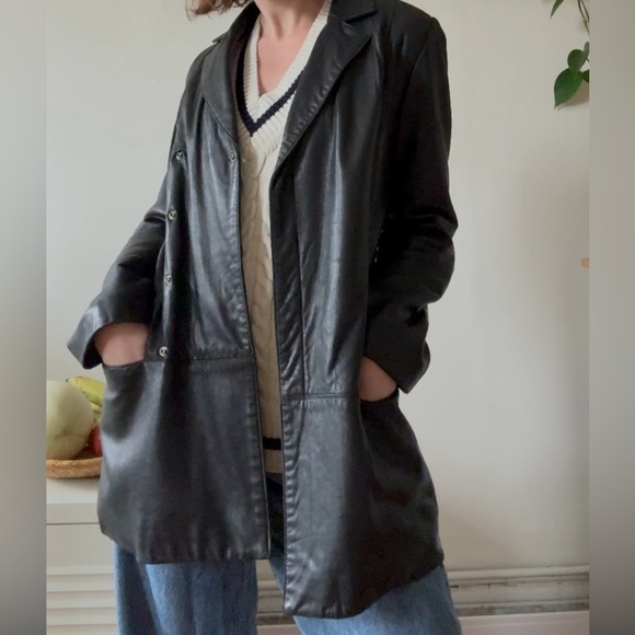 Danier Jackets & Blazers - Vintage Danier Black Leather Blazer Coat – Women’s Small